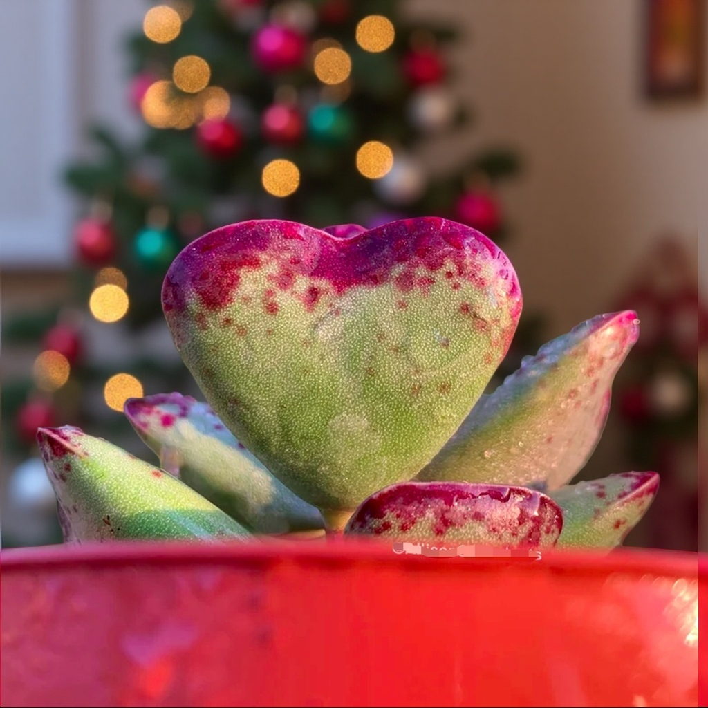 Calico Hearts Succulent in Pot, 2 Inch Potted Live Succulent Plant, Red Edge Spotted Succulent, Unique Heart Leaf Plant, Cute Indoor Plant, Aesthetic Decor Gift