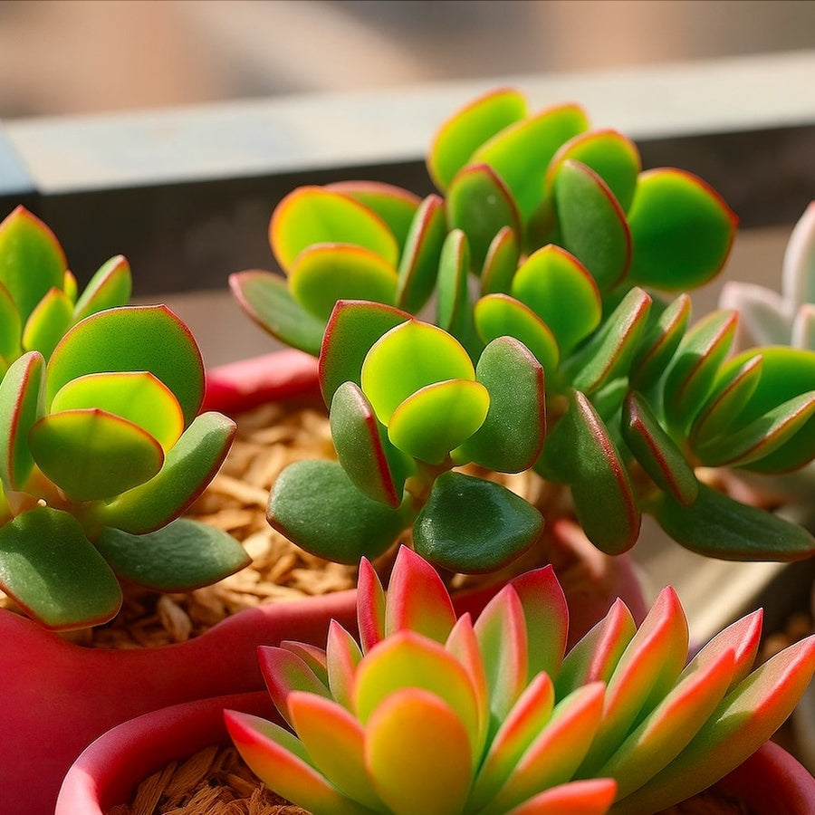 Flapjack Succulent in Pot, 2 Inch Potted Live Succulent Plant, Paddle Plant Kalanchoe Luciae, Red Edge Succulent, Color Changing Plant, Indoor Plant Decor